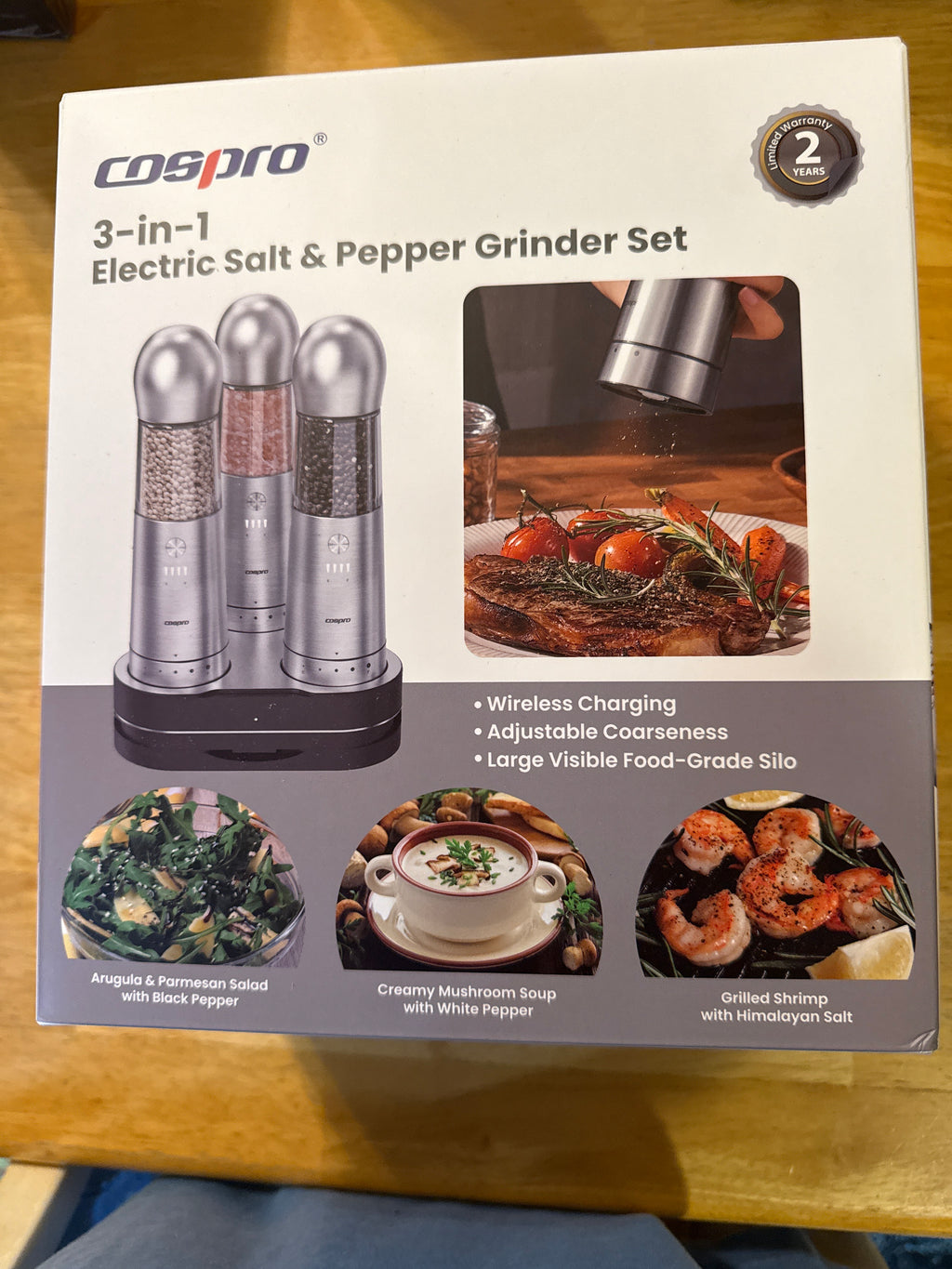 3-in-1 Electric Salt & Pepper Grinder Set