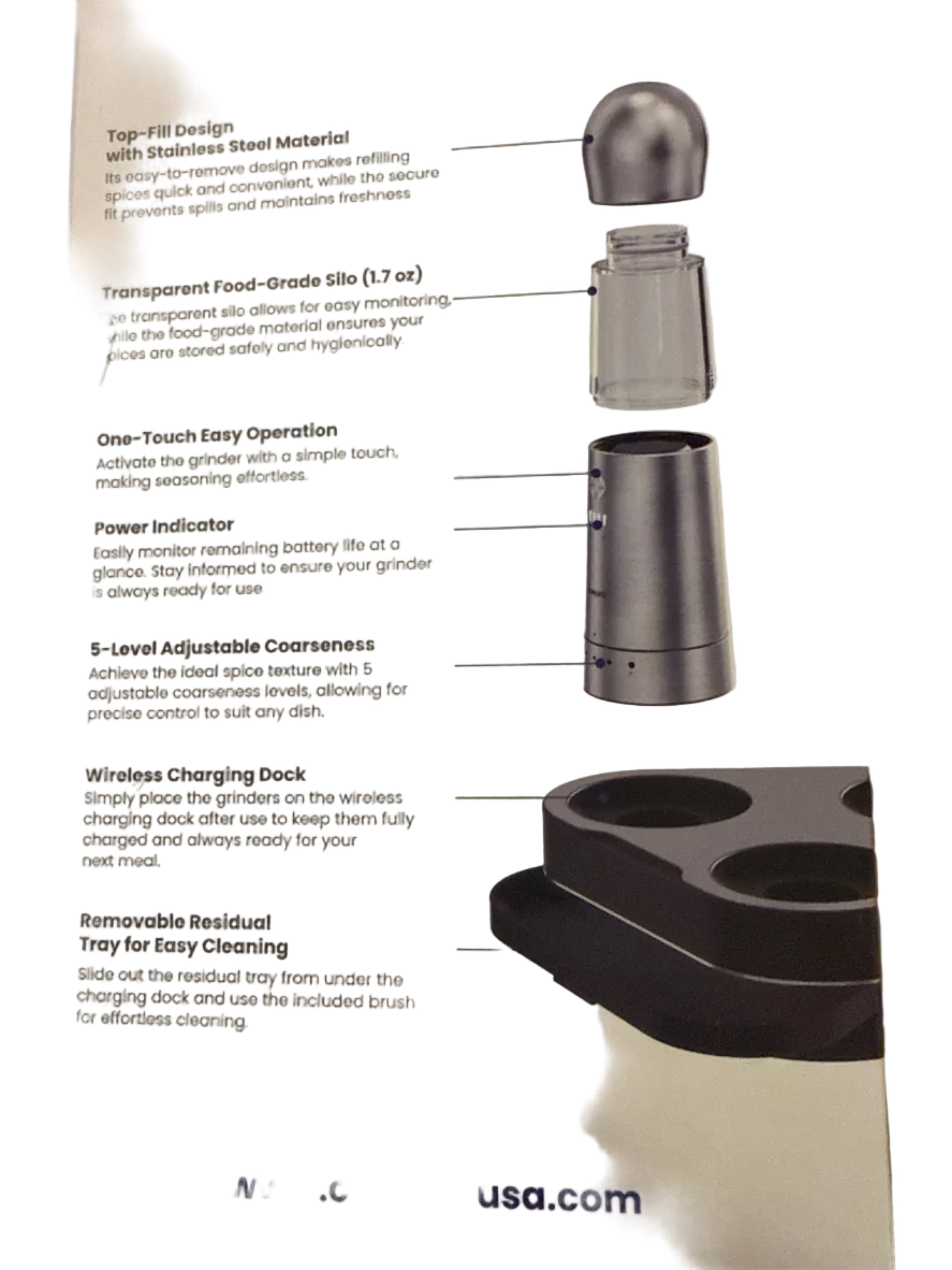 3-in-1 Electric Salt & Pepper Grinder Set